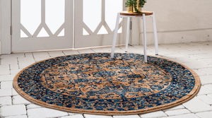 Orange 8' x 8' Dorchester Round Area Rug 100% Polypropylene With Cotton Foundation Carpet for Living, Dining, Office, Bedrooms for Sale at Rug Engine