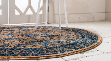 Orange 8' x 8' Dorchester Round Area Rug 100% Polypropylene With Cotton Foundation Carpet for Living, Dining, Office, Bedrooms for Sale at Rug Engine