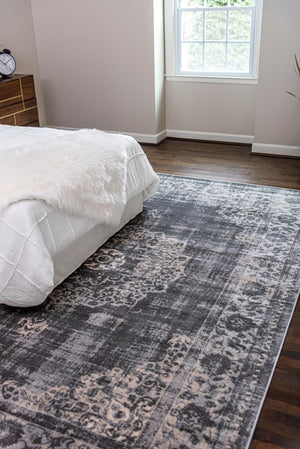 Gray 2' 2 x 3' Leila Rectangle Area Rug 85% Polypropylene & 15% Polyester Durable Traditional Carpet for Kitchens, Bedrooms, Living Rooms, Office for Sale at Rug Engine