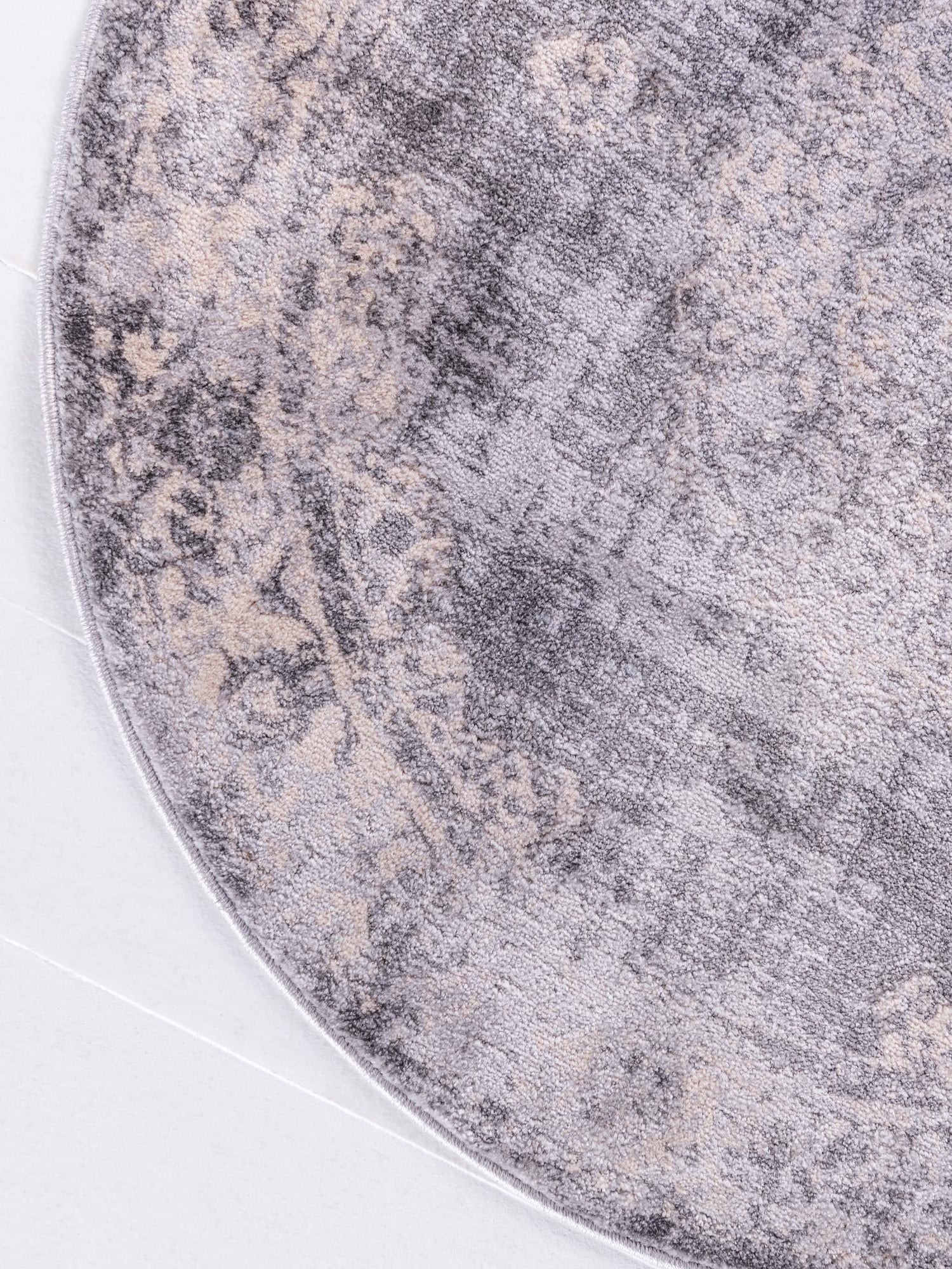 Gray 3' 3 x 3' 3 Leila Round Area Rug 85% Polypropylene & 15% Polyester Durable Traditional Carpet for Kitchens, Bedrooms, Living Rooms, Office for Sale at Rug Engine