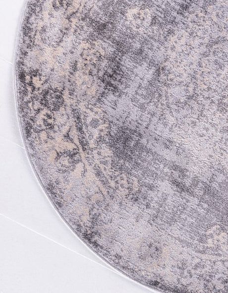 Gray 3' 3 x 3' 3 Leila Round Area Rug 85% Polypropylene & 15% Polyester Durable Traditional Carpet for Kitchens, Bedrooms, Living Rooms, Office for Sale at Rug Engine