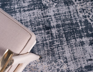 Dark Blue 5' 3 x 8' Leila Rectangle Area Rug 85% Polypropylene & 15% Polyester Durable Traditional Carpet for Kitchens, Bedrooms, Living Rooms, Office for Sale at Rug Engine