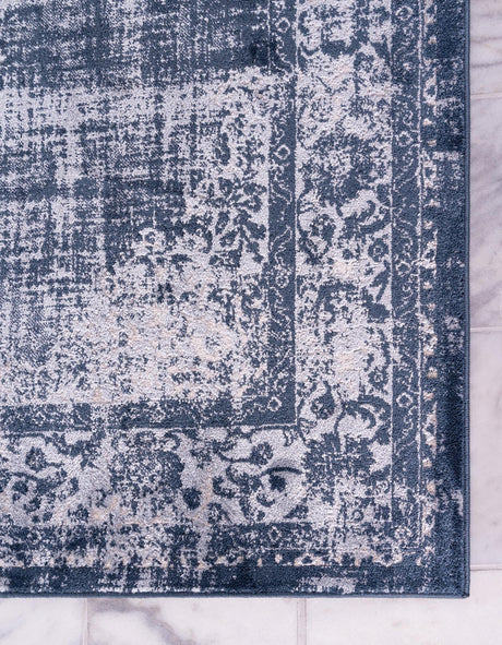 Dark Blue 5' 3 x 8' Leila Rectangle Area Rug 85% Polypropylene & 15% Polyester Durable Traditional Carpet for Kitchens, Bedrooms, Living Rooms, Office for Sale at Rug Engine