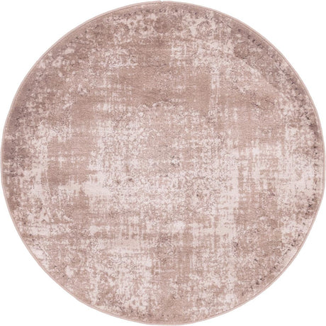 Beige 3' 3 x 3' 3 Leila Round Area Rug 85% Polypropylene & 15% Polyester Durable Traditional Carpet for Kitchens, Bedrooms, Living Rooms, Office for Sale at Rug Engine