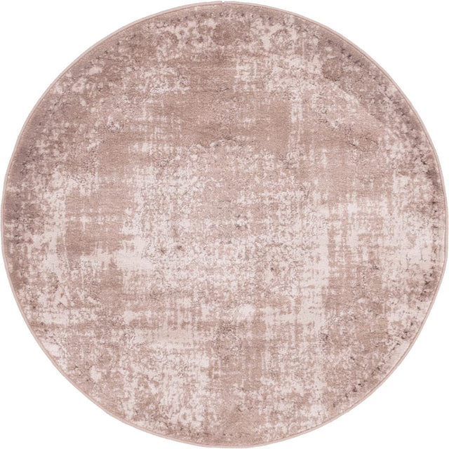 Beige 3' 3 x 3' 3 Leila Round Area Rug 85% Polypropylene & 15% Polyester Durable Traditional Carpet for Kitchens, Bedrooms, Living Rooms, Office for Sale at Rug Engine
