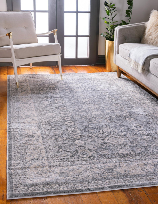 Gray 5' 3 x 8' Leila Rectangle Area Rug 85% Polypropylene & 15% Polyester Durable Traditional Carpet for Kitchens, Bedrooms, Living Rooms, Office for Sale at Rug Engine