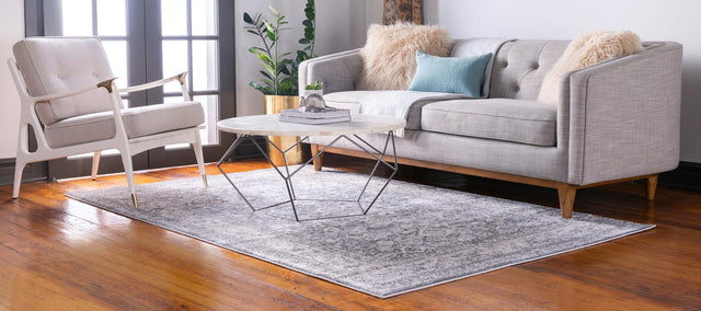 Gray 5' 3 x 8' Leila Rectangle Area Rug 85% Polypropylene & 15% Polyester Durable Traditional Carpet for Kitchens, Bedrooms, Living Rooms, Office for Sale at Rug Engine
