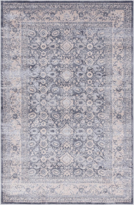 Gray 5' 3 x 8' Leila Rectangle Area Rug 85% Polypropylene & 15% Polyester Durable Traditional Carpet for Kitchens, Bedrooms, Living Rooms, Office for Sale at Rug Engine