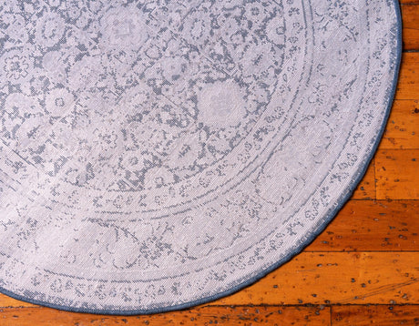 Dark Blue 3' 3 x 3' 3 Leila Round Area Rug 85% Polypropylene & 15% Polyester Durable Traditional Carpet for Kitchens, Bedrooms, Living Rooms, Office for Sale at Rug Engine