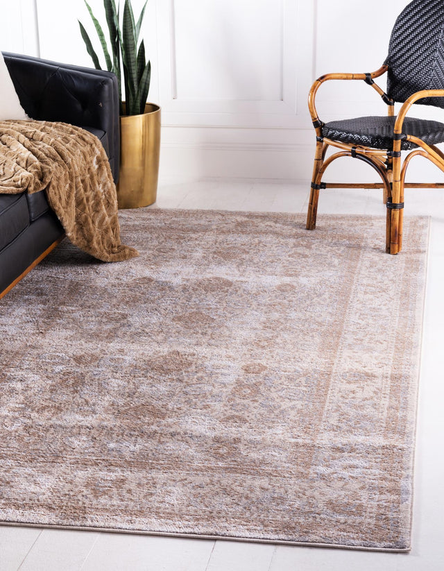Cream 3' 3 x 5' 3 Leila Rectangle Area Rug 85% Polypropylene & 15% Polyester Durable Traditional Carpet for Kitchens, Bedrooms, Living Rooms, Office for Sale at Rug Engine