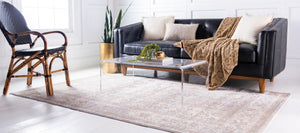 Cream 3' 3 x 5' 3 Leila Rectangle Area Rug 85% Polypropylene & 15% Polyester Durable Traditional Carpet for Kitchens, Bedrooms, Living Rooms, Office for Sale at Rug Engine