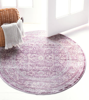 Violet 3' 3 x 3' 3 Leila Round Area Rug 85% Polypropylene & 15% Polyester Durable Traditional Carpet for Kitchens, Bedrooms, Living Rooms, Office for Sale at Rug Engine