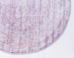 Violet 3' 3 x 3' 3 Leila Round Area Rug 85% Polypropylene & 15% Polyester Durable Traditional Carpet for Kitchens, Bedrooms, Living Rooms, Office for Sale at Rug Engine
