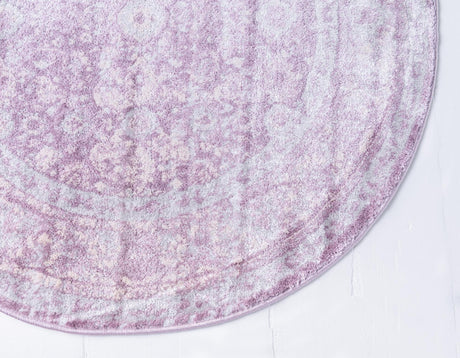 Violet 3' 3 x 3' 3 Leila Round Area Rug 85% Polypropylene & 15% Polyester Durable Traditional Carpet for Kitchens, Bedrooms, Living Rooms, Office for Sale at Rug Engine
