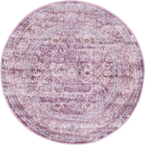 Violet 3' 3 x 3' 3 Leila Round Area Rug 85% Polypropylene & 15% Polyester Durable Traditional Carpet for Kitchens, Bedrooms, Living Rooms, Office for Sale at Rug Engine