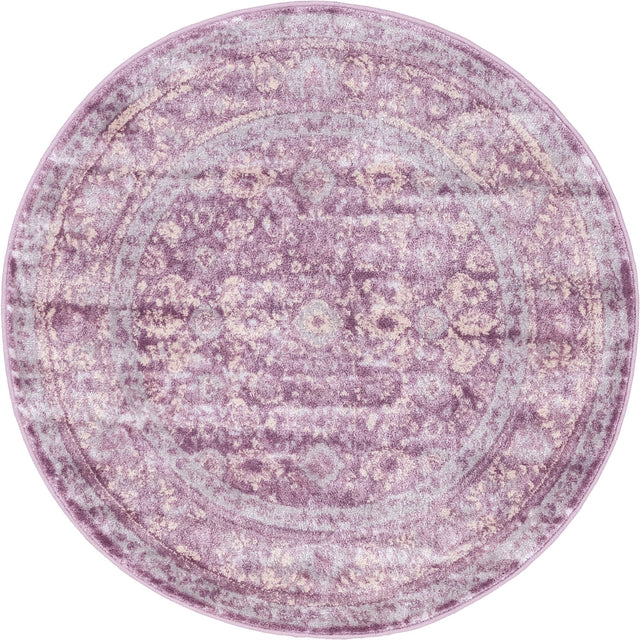 Violet 3' 3 x 3' 3 Leila Round Area Rug 85% Polypropylene & 15% Polyester Durable Traditional Carpet for Kitchens, Bedrooms, Living Rooms, Office for Sale at Rug Engine