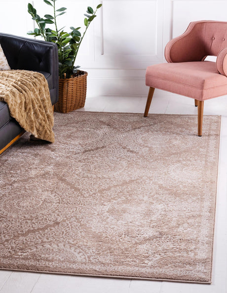 Beige 5' 2 x 8' Leila Rectangle Area Rug 85% Polypropylene & 15% Polyester Durable Traditional Carpet for Kitchens, Bedrooms, Living Rooms, Office for Sale at Rug Engine