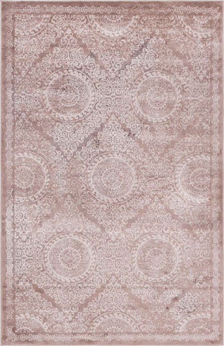 Beige 5' 2 x 8' Leila Rectangle Area Rug 85% Polypropylene & 15% Polyester Durable Traditional Carpet for Kitchens, Bedrooms, Living Rooms, Office for Sale at Rug Engine