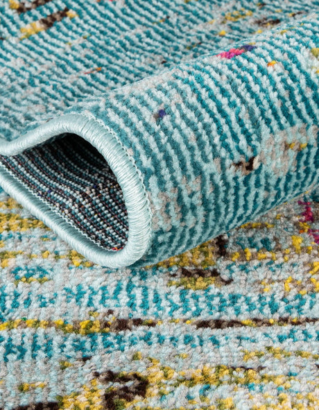 Turquoise 4' 1 x 6' 1 Vita Rectangle Area Rug Colorful Vivid Vintage Style Modern Indoor Easy Clean Durable Carpet Mat for Home Interior Design for Sale at Rug Engine