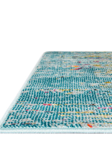 Turquoise 8' x 8' Vita Square Area Rug Colorful Vivid Vintage Style Modern Indoor Easy Clean Durable Carpet Mat for Home Interior Design for Sale at Rug Engine