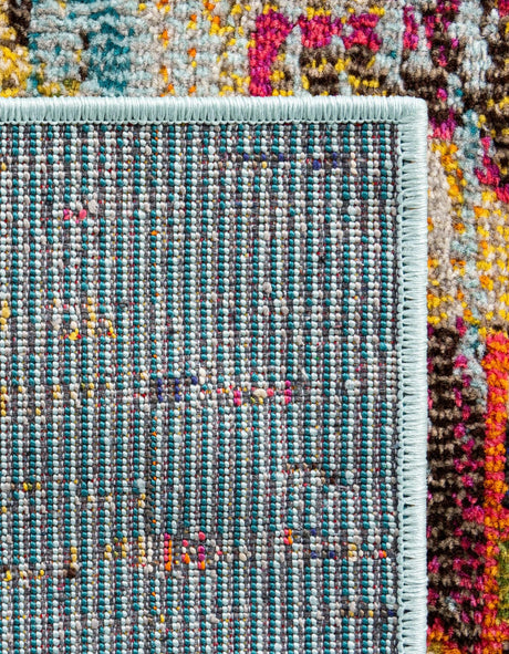 Turquoise 8' x 8' Vita Square Area Rug Colorful Vivid Vintage Style Modern Indoor Easy Clean Durable Carpet Mat for Home Interior Design for Sale at Rug Engine
