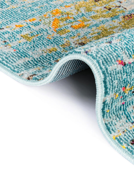 Turquoise 8' x 8' Vita Square Area Rug Colorful Vivid Vintage Style Modern Indoor Easy Clean Durable Carpet Mat for Home Interior Design for Sale at Rug Engine