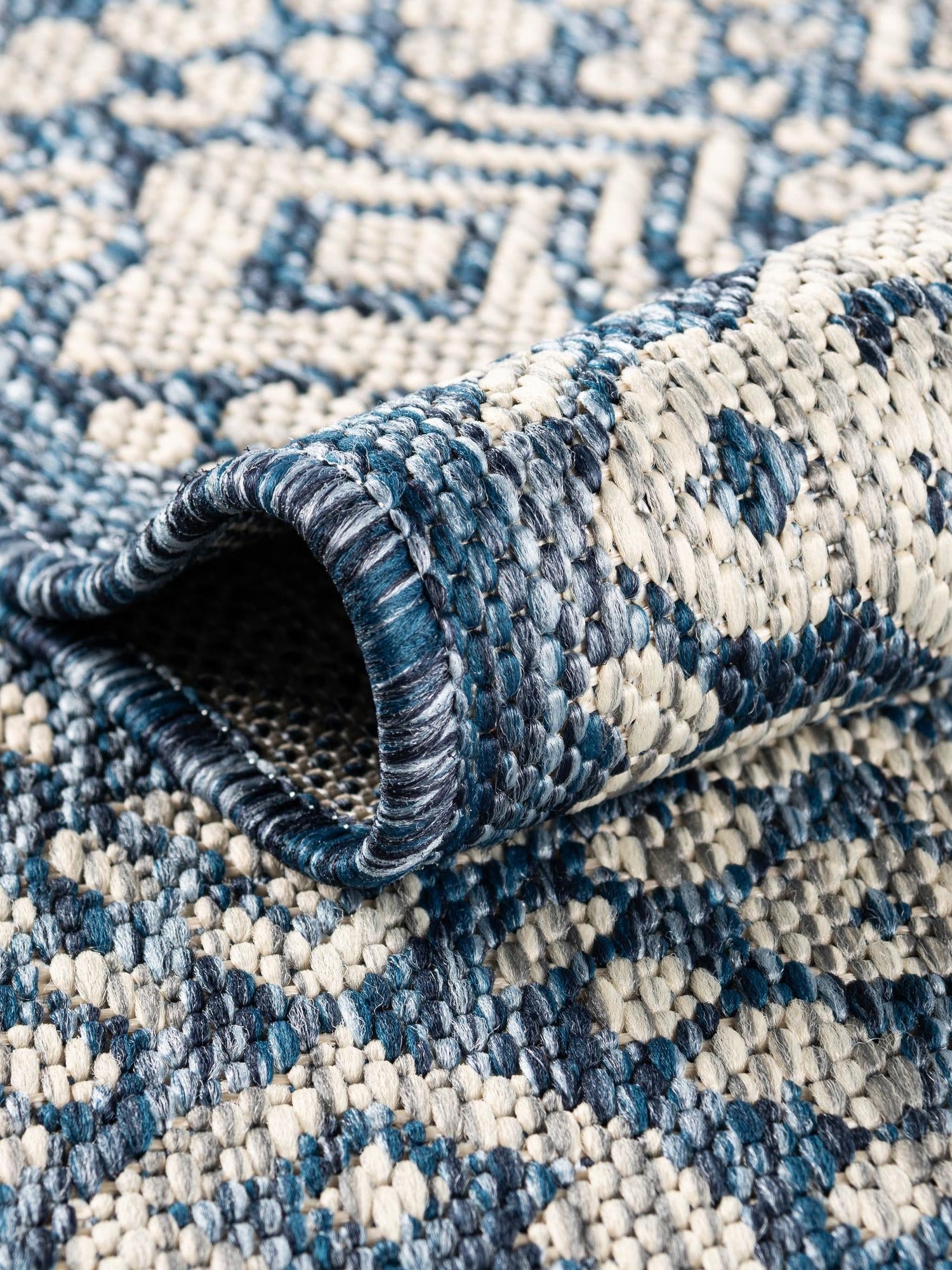 Blue 9' x 12' Outdoor Border Rectangle Area Rug Weather Resistant for Patio, Deck, Terrace, Balcony, Porch 100% Polypropylene Classic Bordered Carpet for Sale at Rug Engine
