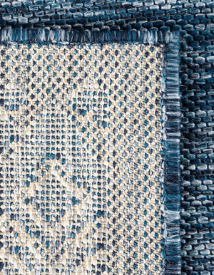 Blue 7' 10 x 11' Outdoor Border Rectangle Area Rug Weather Resistant for Patio, Deck, Terrace, Balcony, Porch