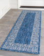 Blue 2' x 6' 1 Outdoor Border Runner Area Rug Weather Resistant for Patio, Deck, Terrace, Balcony, Porch 100% Polypropylene Classic Bordered Carpet for Sale at Rug Engine