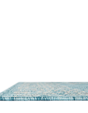 Aqua 9' x 12' Outdoor Border Rectangle Area Rug Weather Resistant for Patio, Deck, Terrace, Balcony, Porch 100% Polypropylene Classic Bordered Carpet for Sale at Rug Engine