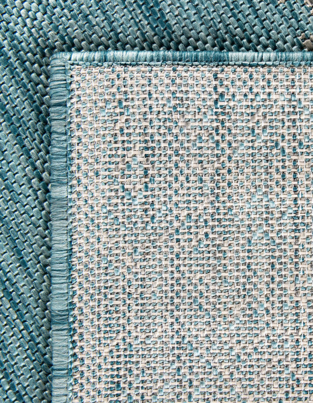 Aqua 5' 3 x 8' Outdoor Border Rectangle Area Rug Weather Resistant for Patio, Deck, Terrace, Balcony, Porch 100% Polypropylene Classic Bordered Carpet for Sale at Rug Engine