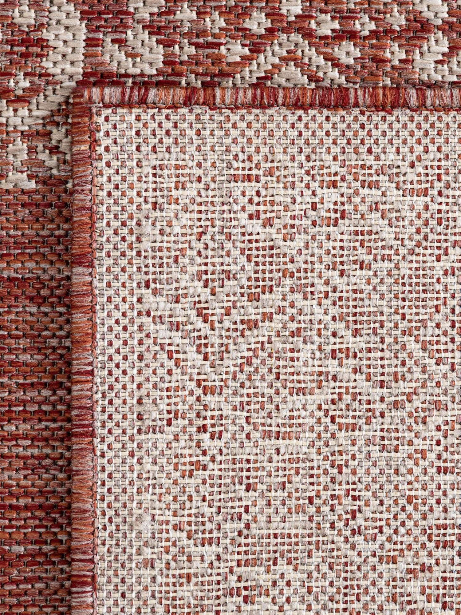 Rust Red 5' 3 x 8' Outdoor Border Rectangle Area Rug Weather Resistant for Patio, Deck, Terrace, Balcony, Porch 100% Polypropylene Classic Bordered Carpet for Sale at Rug Engine