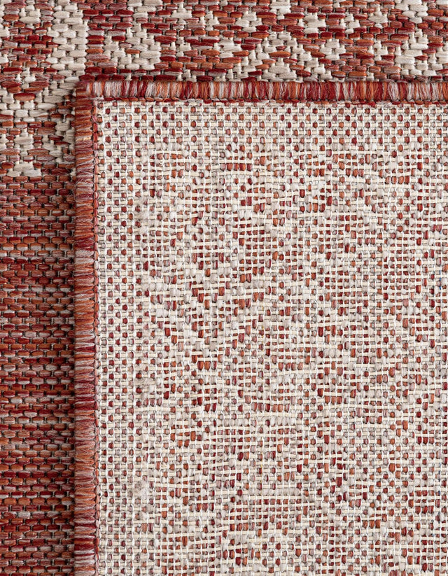 Rust Red 5' 3 x 8' Outdoor Border Rectangle Area Rug Weather Resistant for Patio, Deck, Terrace, Balcony, Porch 100% Polypropylene Classic Bordered Carpet for Sale at Rug Engine