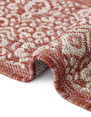 Rust Red 9' x 12' Outdoor Border Rectangle Area Rug Weather Resistant for Patio, Deck, Terrace, Balcony, Porch 100% Polypropylene Classic Bordered Carpet for Sale at Rug Engine