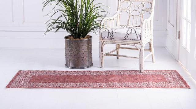 Rust Red 2' x 6' 1 Outdoor Border Runner Area Rug Weather Resistant for Patio, Deck, Terrace, Balcony, Porch 100% Polypropylene Classic Bordered Carpet for Sale at Rug Engine