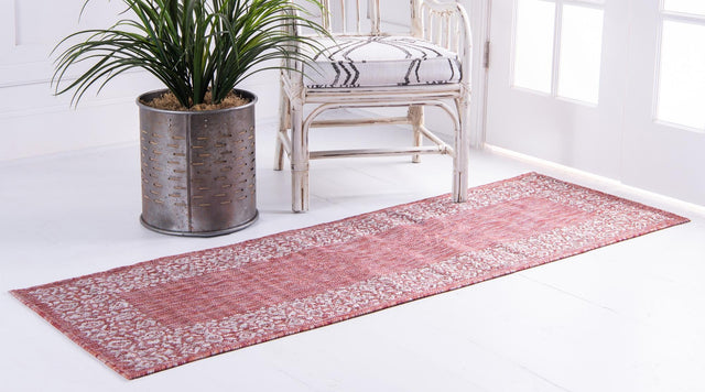 Rust Red 2' x 6' 1 Outdoor Border Runner Area Rug Weather Resistant for Patio, Deck, Terrace, Balcony, Porch 100% Polypropylene Classic Bordered Carpet for Sale at Rug Engine