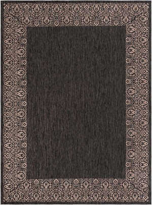 Charcoal Gray 9' x 12' Outdoor Border Rectangle Area Rug Weather Resistant for Patio, Deck, Terrace, Balcony, Porch 100% Polypropylene Classic Bordered Carpet for Sale at Rug Engine
