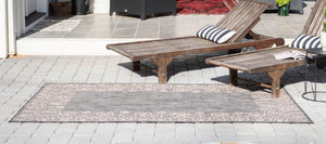 Charcoal Gray 6' 1 x 9' Outdoor Border Rectangle Area Rug Weather Resistant for Patio, Deck, Terrace, Balcony, Porch 100% Polypropylene Classic Bordered Carpet for Sale at Rug Engine