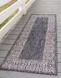 Charcoal Gray 2' x 6' 1 Outdoor Border Runner Area Rug Weather Resistant for Patio, Deck, Terrace, Balcony, Porch 100% Polypropylene Classic Bordered Carpet for Sale at Rug Engine