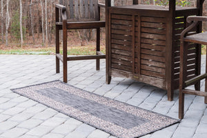 Charcoal Gray 2' x 6' 1 Outdoor Border Runner Area Rug Weather Resistant for Patio, Deck, Terrace, Balcony, Porch 100% Polypropylene Classic Bordered Carpet for Sale at Rug Engine