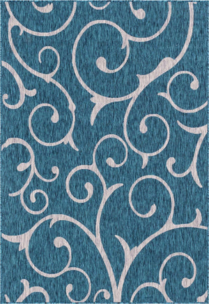 Teal 6' 1 x 9' Outdoor Botanical Rectangle Rug