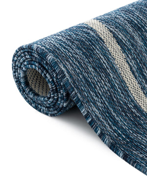 Blue 6' 1 x 9' Outdoor Botanical Rectangle Rug