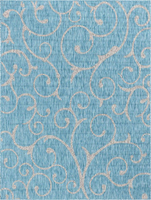 Light Aqua 9' x 12' Outdoor Botanical Rectangle Rug