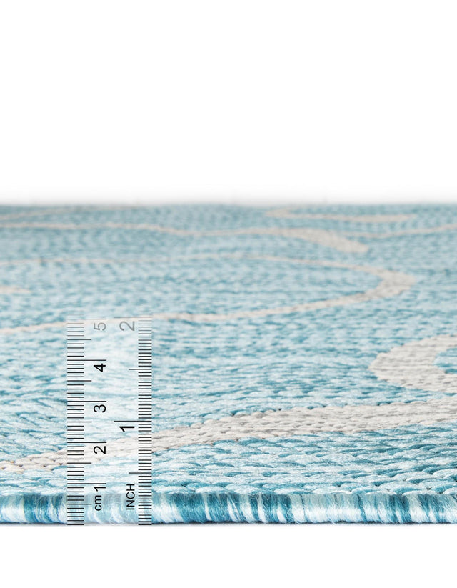 Light Aqua 5' 3 x 8' Outdoor Botanical Rectangle Area Rug Weather Resistant for Patio, Deck, Terrace, Balcony, Porch Polypropylene Garden Floral Tropical Carpet for Sale at Rug Engine