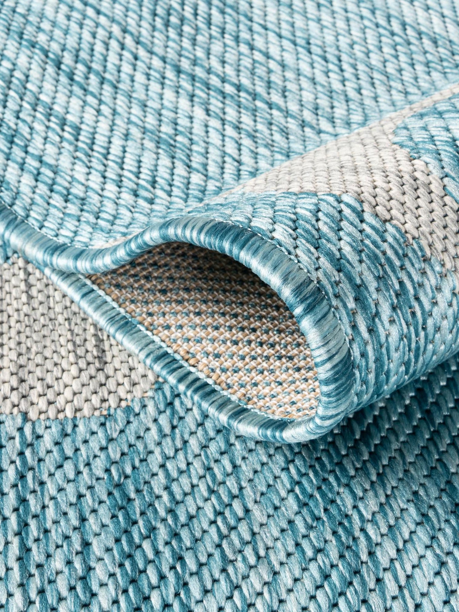Light Aqua 7' 1 x 10' Outdoor Botanical Rectangle Area Rug Weather Resistant for Patio, Deck, Terrace, Balcony, Porch Polypropylene Garden Floral Tropical Carpet for Sale at Rug Engine