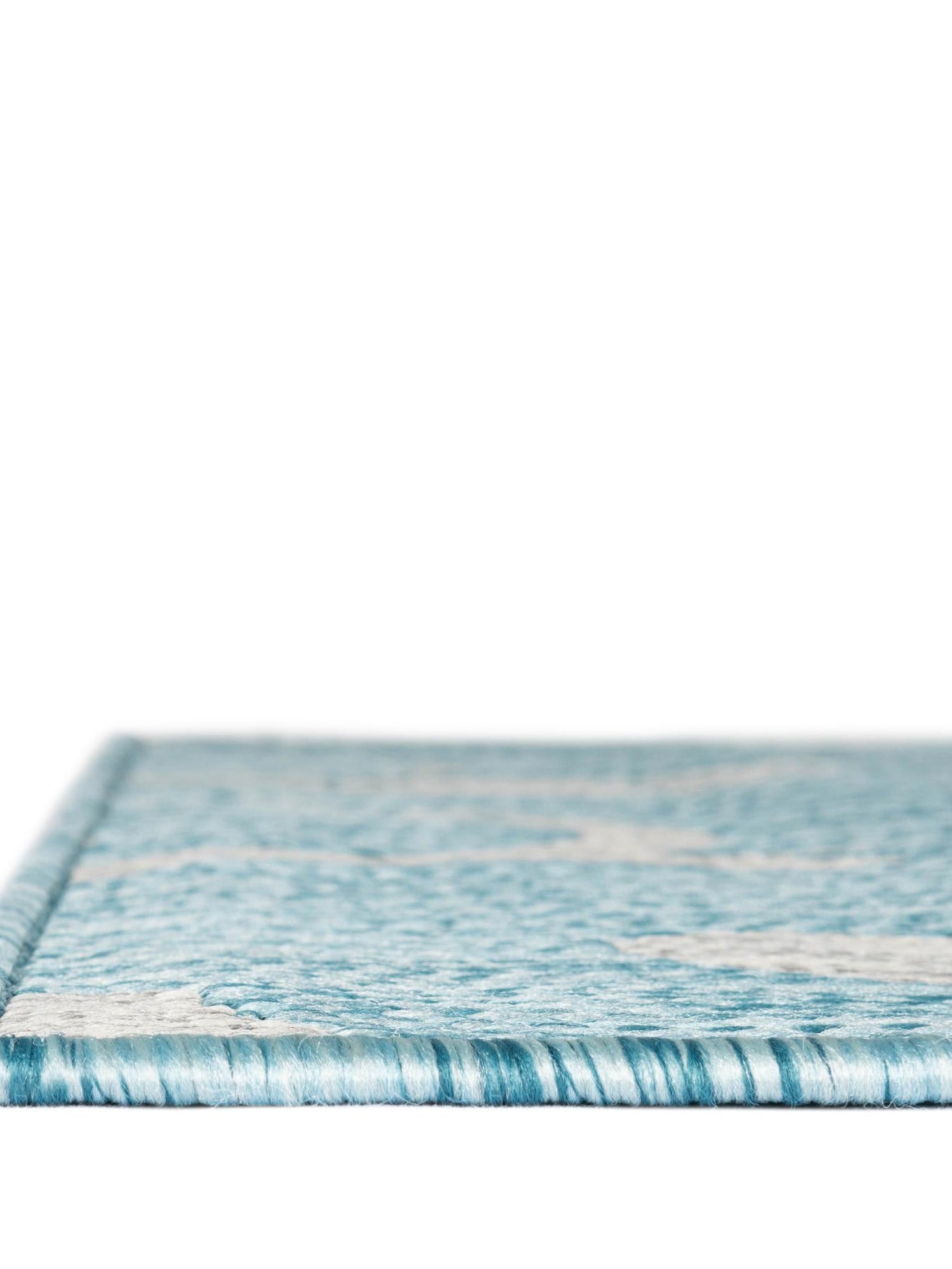 Light Aqua 6' 1 x 9' Outdoor Botanical Rectangle Area Rug Weather Resistant for Patio, Deck, Terrace, Balcony, Porch Polypropylene Garden Floral Tropical Carpet for Sale at Rug Engine
