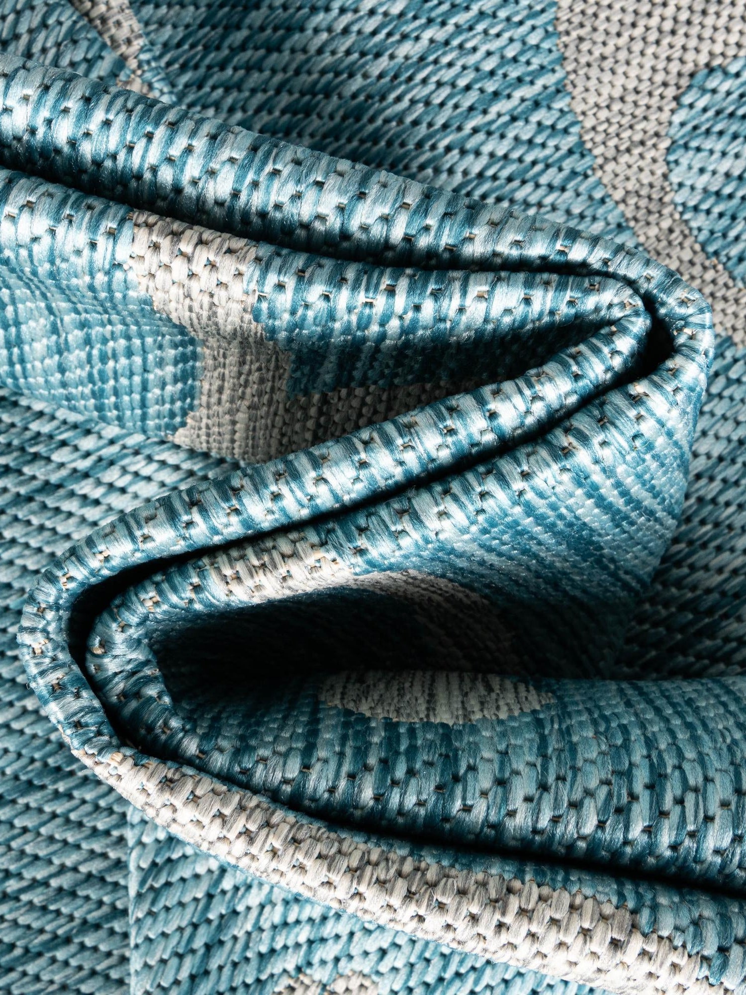 Light Aqua 4' 1 x 6' 1 Outdoor Botanical Rectangle Area Rug Weather Resistant for Patio, Deck, Terrace, Balcony, Porch Polypropylene Garden Floral Tropical Carpet for Sale at Rug Engine