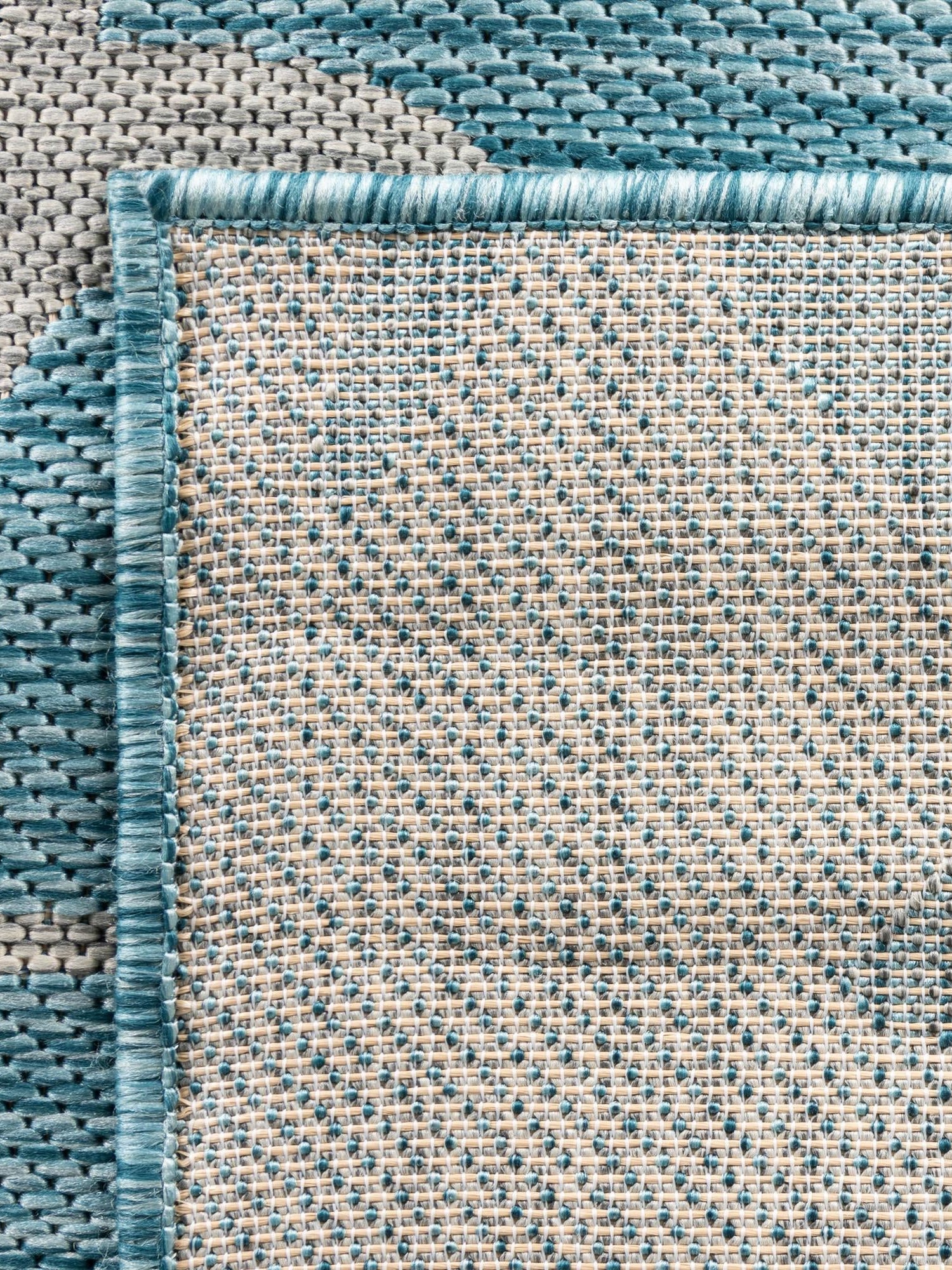Light Aqua 5' 3 x 8' Outdoor Botanical Rectangle Area Rug Weather Resistant for Patio, Deck, Terrace, Balcony, Porch Polypropylene Garden Floral Tropical Carpet for Sale at Rug Engine