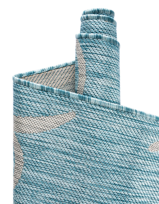 Light Aqua 9' x 12' Outdoor Botanical Rectangle Rug
