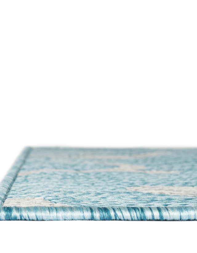 Light Aqua 2' x 6' 1 Outdoor Botanical Runner Area Rug Weather Resistant for Patio, Deck, Terrace, Balcony, Porch Polypropylene Garden Floral Tropical Carpet for Sale at Rug Engine
